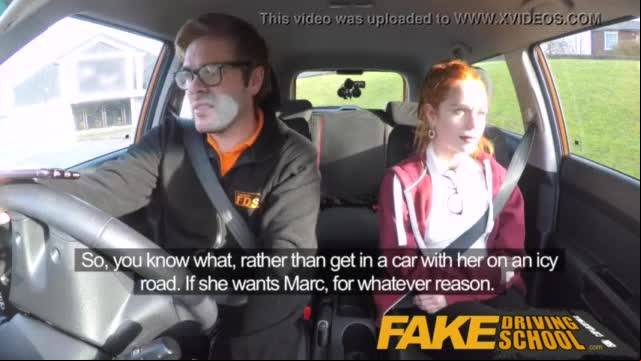 Fake driving school cute redhead ella hughes fucks and eats instructors cum